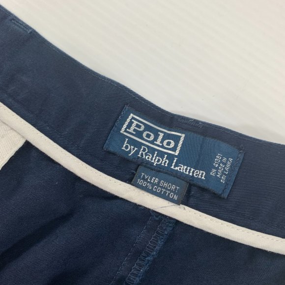 Polo Ralph Lauren Mens Tyler Shorts Size 38 Navy Blue Pleated Front Cotton - Picture 4 of 7